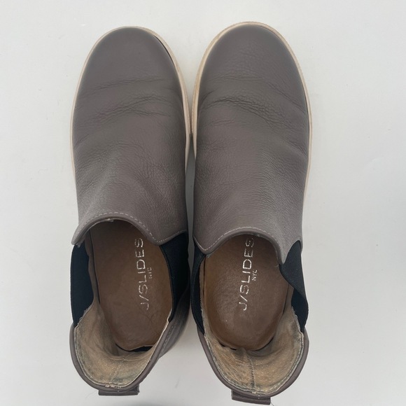 J/slide Gray Slip On Bootie boot Supple Leather Elastic Panel Womens Shoes 6 - Picture 7 of 12